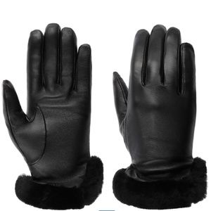 UGG Genuine Dyed Shearling Trimmed Leather Gloves